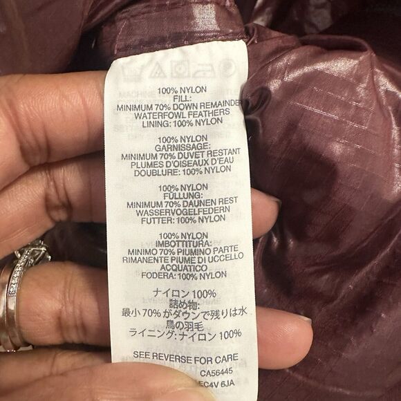 J Crew Women Small Vest Full Zip Goose Down Puffer Full Zip Shiny Burgundy Red - Picture 5 of 7